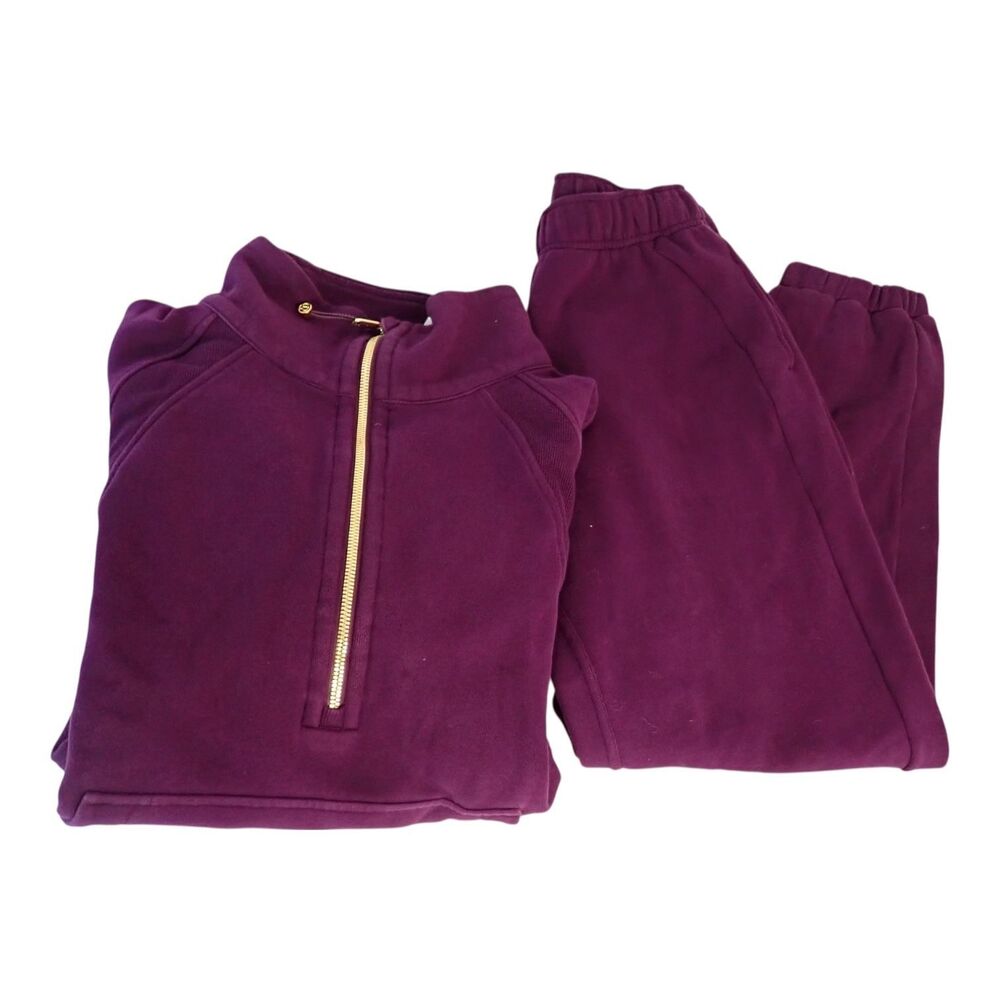 Lululemon Scuba Sweat Suit S M Half Zip Fleece Pullover Funnel Joggers Magenta